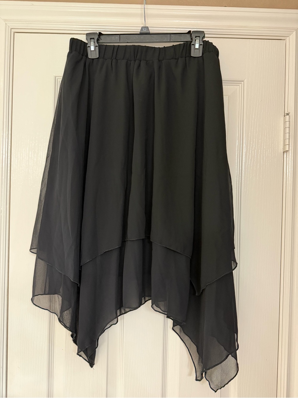 Elegant Black Asymmetrical Layered Skirt